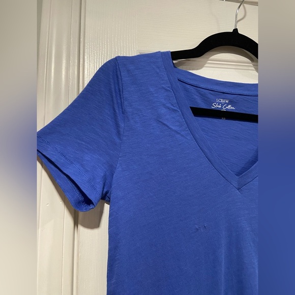 NWOT J. Crew Size XS Blue Slub Tee Shirt V Neck Short Sleeve Lightweight - Picture 3 of 12